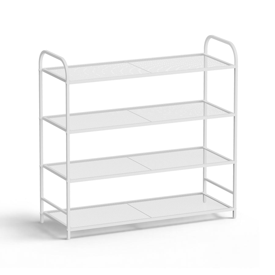 KSSKSS 4-Tier Metal Shoe Rack, Sturdy Mesh Shoe Storage Organizer with Adjustable Feet,for Front Door Entrance, Closet, Garage, Dorm