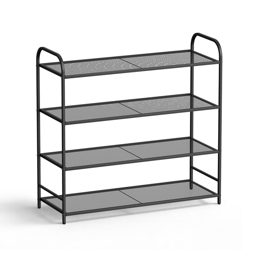 KSSKSS 4-Tier Metal Shoe Rack, Sturdy Mesh Shoe Storage Organizer with Adjustable Feet,for Front Door Entrance, Closet, Garage, Dorm