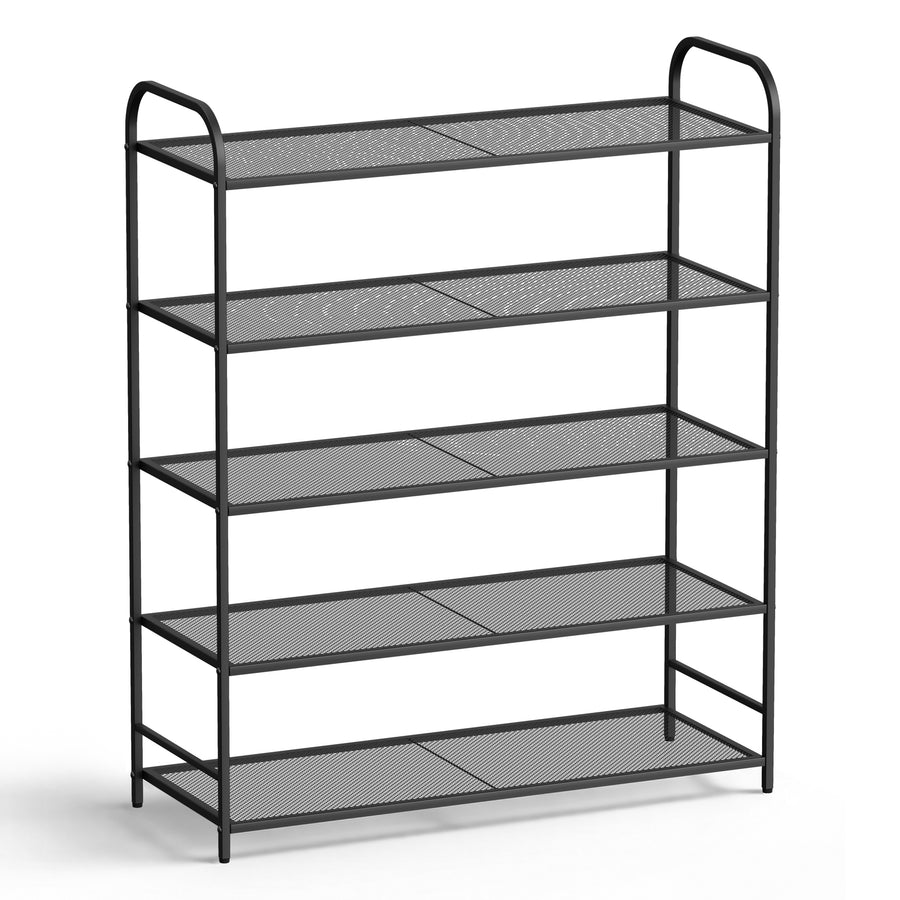 KSSKSS 5-Tier Metal Shoe Rack, Sturdy Mesh Shoe Storage Organizer with Adjustable Feet,for Front Door Entrance, Closet, Garage, Dorm