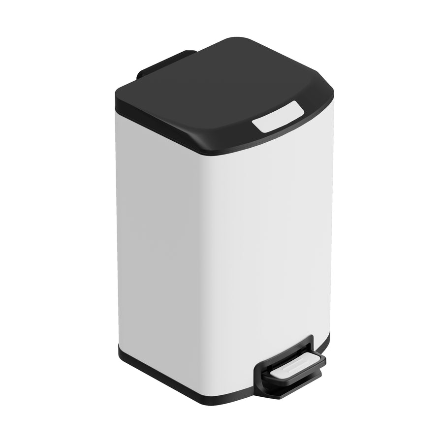 KSSKSS Small Bathroom Step Trash Can with Removable Inner Bucket 2.1 Gallon/8L Stainless Steel Wide Open Garbage Bin with Soft Close Lid for Bedroom,Bathroom(Silver)